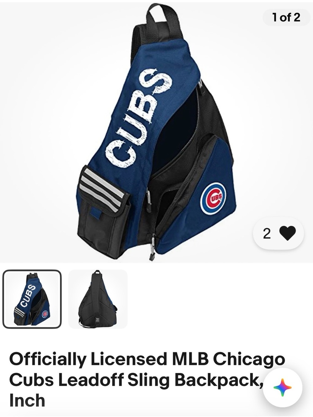 Navy Sling Backpack - Official MLB CUBS